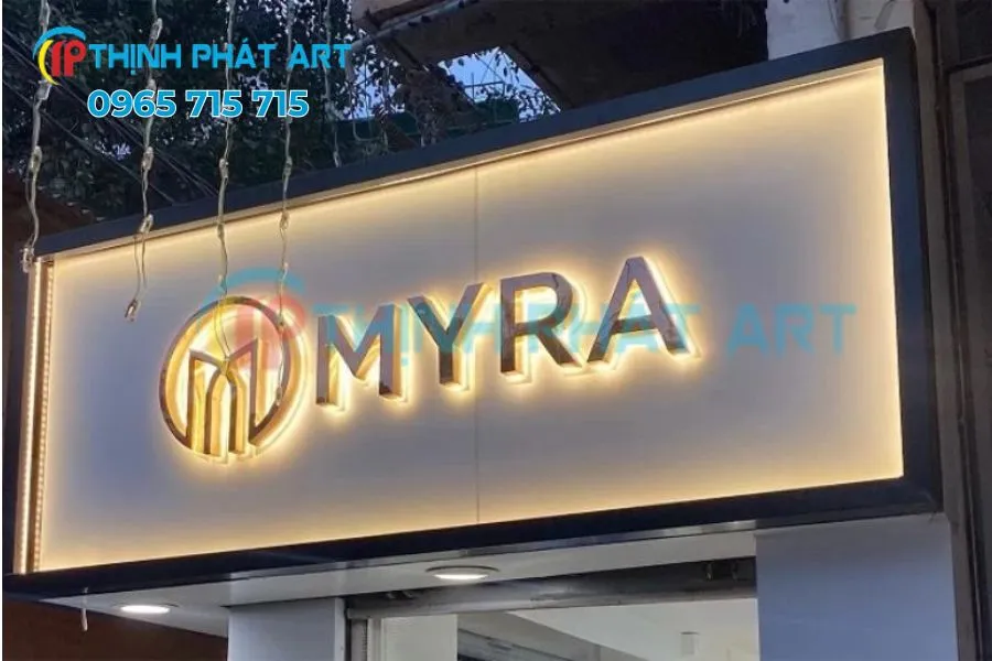 Biển quảng cáo chữ nổi inox vàng gương cao cấp