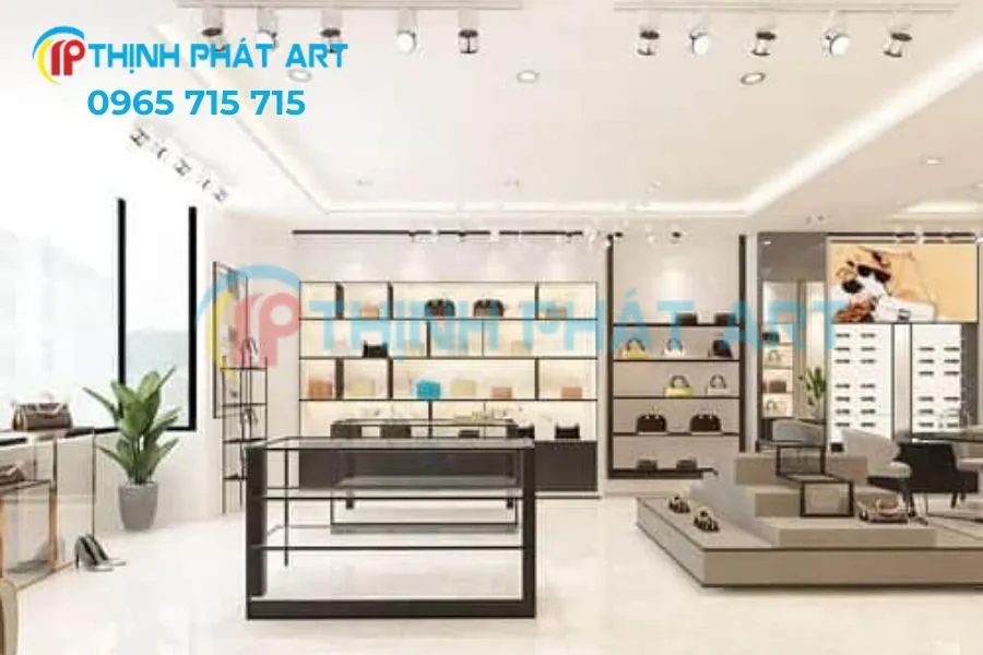 Dịch Vụ Thiết Kế Thi Công Nội Thất Cửa Hàng Trọn Gói Tại Quảng Trị 22 Thi công nội thất cửa hàng trưng bày sản phẩm gọn gàng, chuyên nghiệp