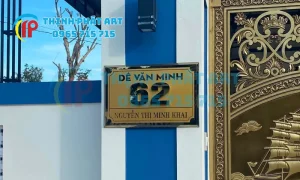 Biển số nhà inox 3D gắn tường tại Quảng Trị.