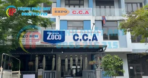 Toàn cảnh lắp đặt bảng hiệu các cửa hàng Sơn 4 Oranges tại Quảng Trị